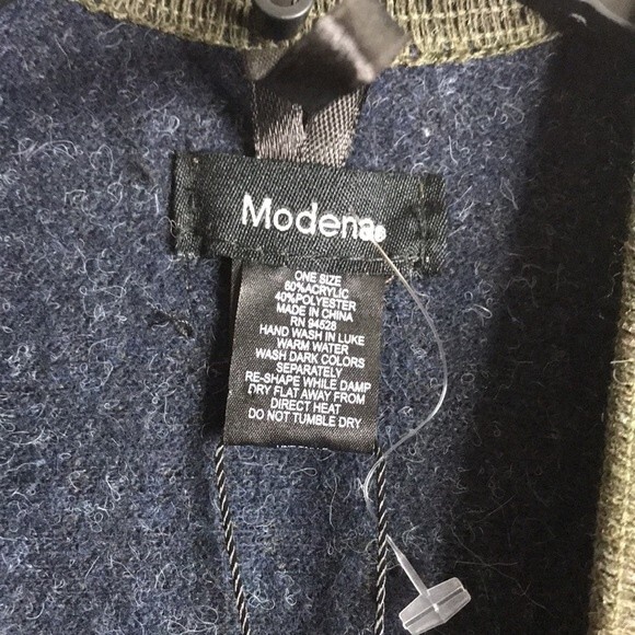 Modena New York reversible army green and deep blue poncho throw cardigan ladies - Picture 4 of 12